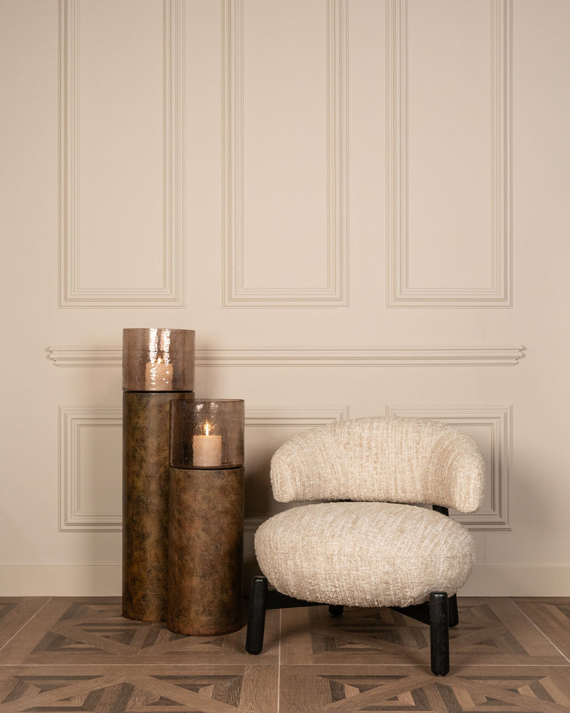 Lounge Stuhl Ornella Beige Angora – Sessel mit Holzgestell