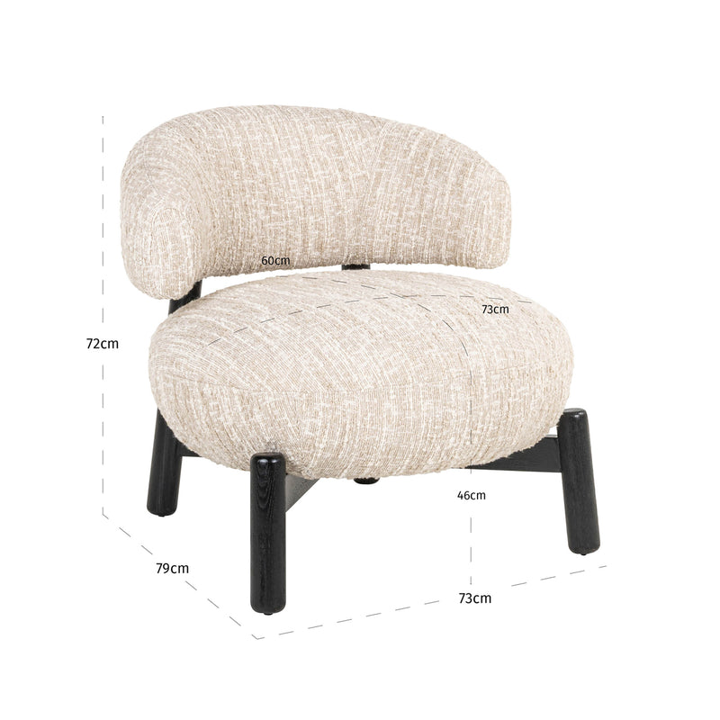 Lounge Stuhl Ornella Beige Angora – Sessel mit Holzgestell