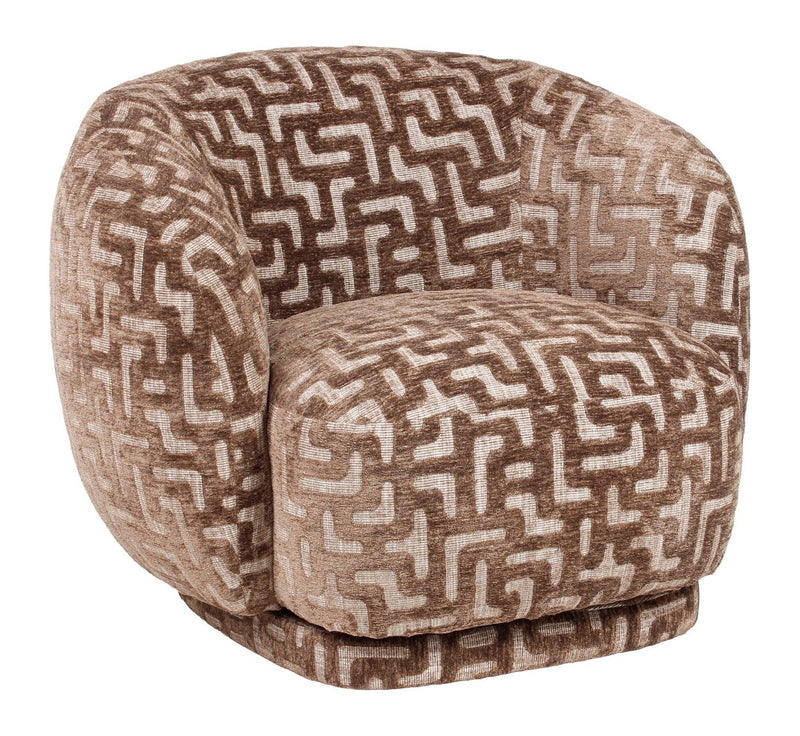 Lounge Stuhl Negreslo drehbar - Brown Labyrinth Muster, Richmond
