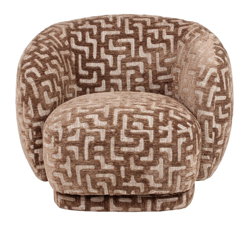 Lounge Stuhl Negreslo drehbar - Brown Labyrinth Muster, Richmond