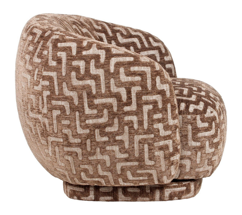 Lounge Stuhl Negreslo drehbar - Brown Labyrinth Muster, Richmond
