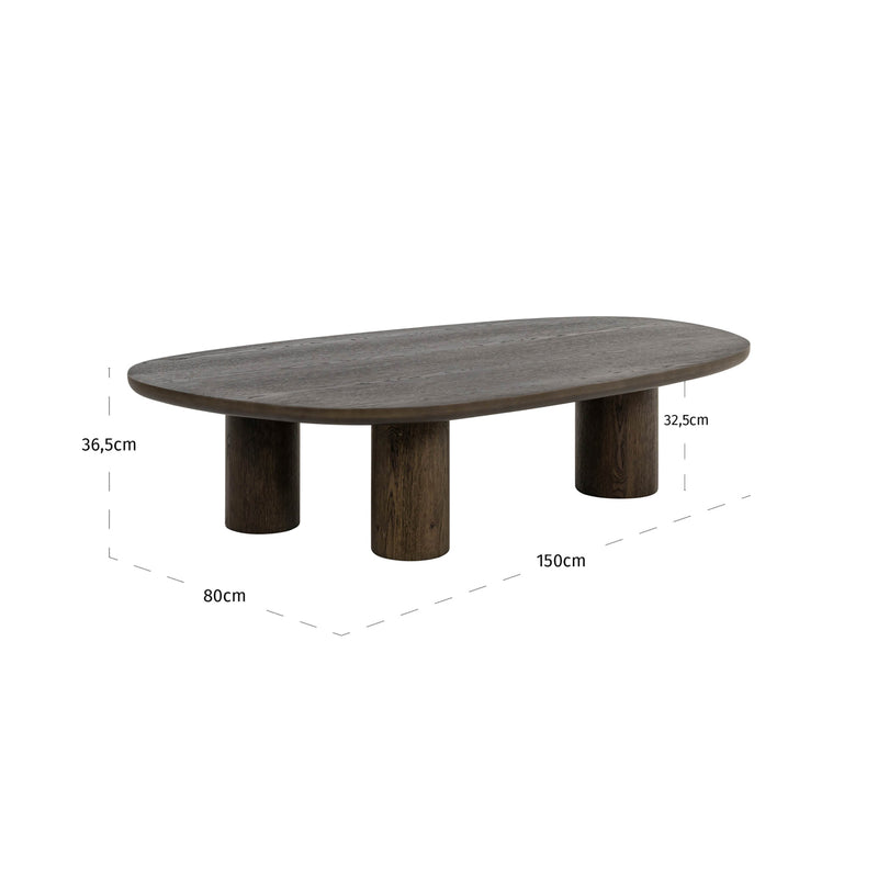 Couchtisch Ellington in Braun mit Eichenfurnier, 150x80 cm