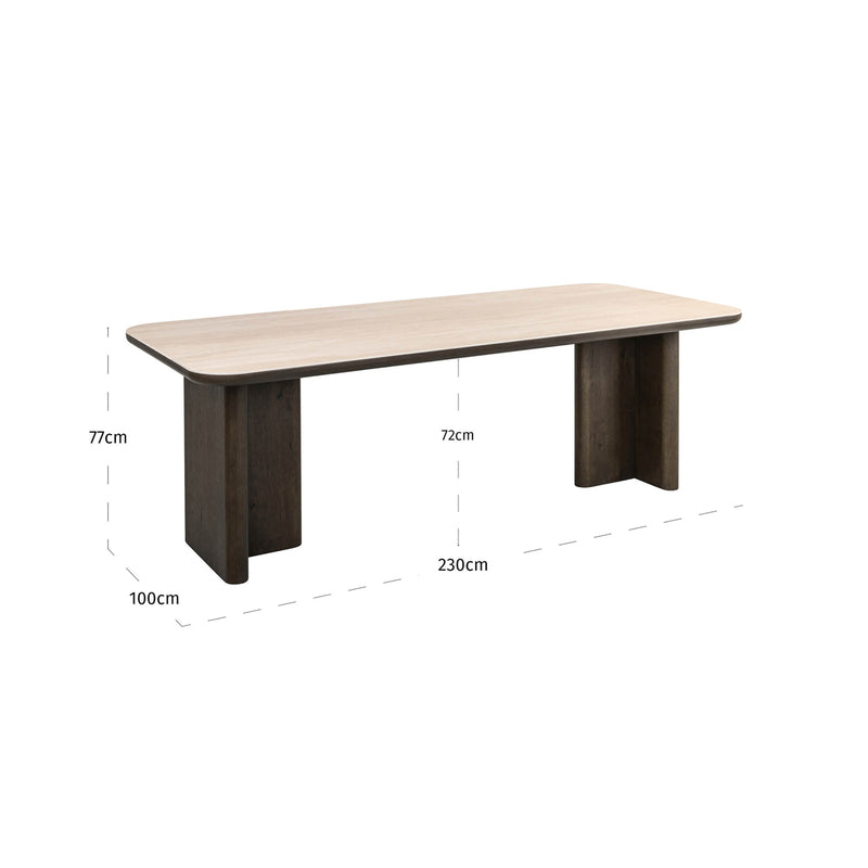 Esstisch Nando 230 cm Keramik-Travertin & Eichenfurnier braun