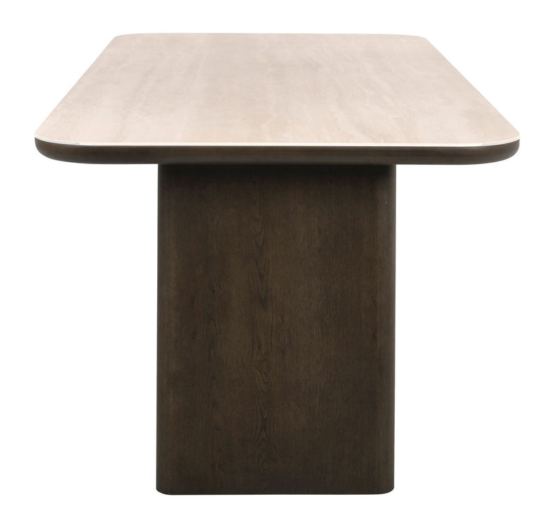 Esstisch Nando 230 cm Keramik-Travertin & Eichenfurnier braun