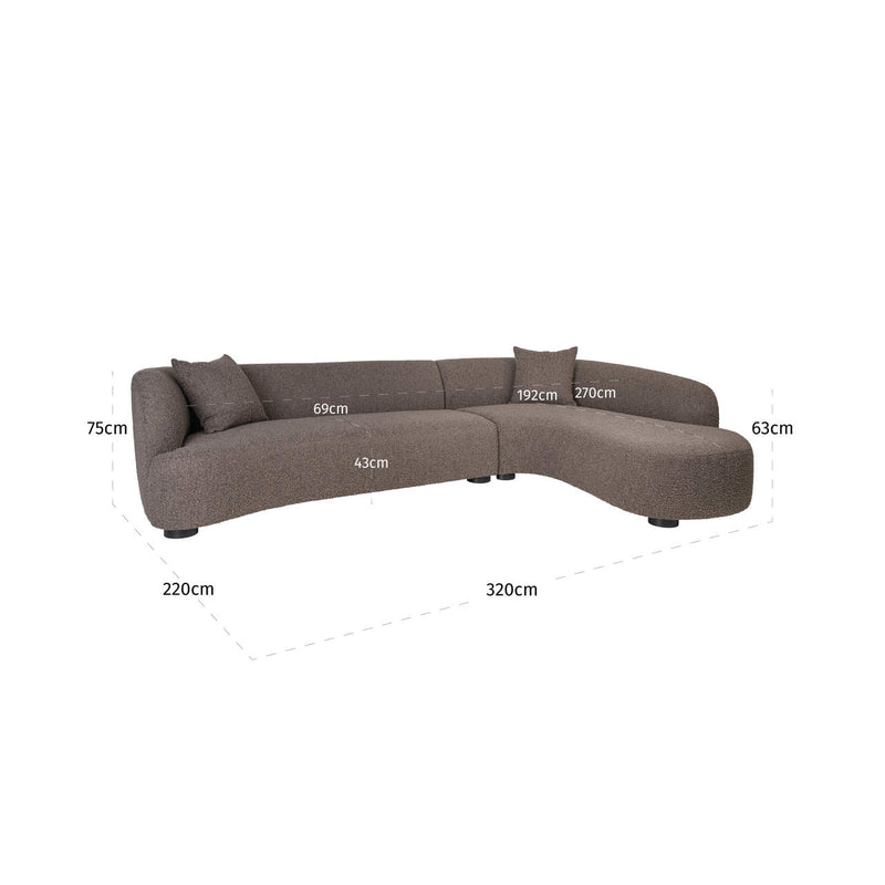 Richmond Sofa Pandora Chunky Lounge rechts, XXL-Eckcouch braun