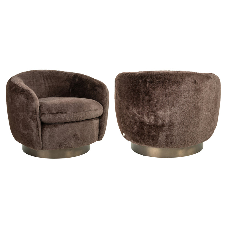 Richmond Lounge Stuhl Colmar chocolat fluffy mit Drehfunktion
