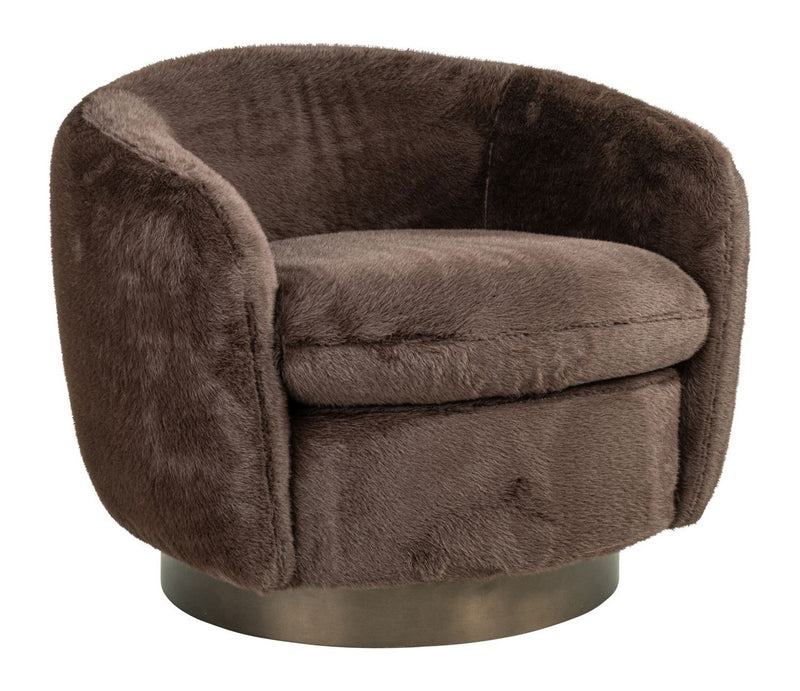 Richmond Lounge Stuhl Colmar chocolat fluffy mit Drehfunktion