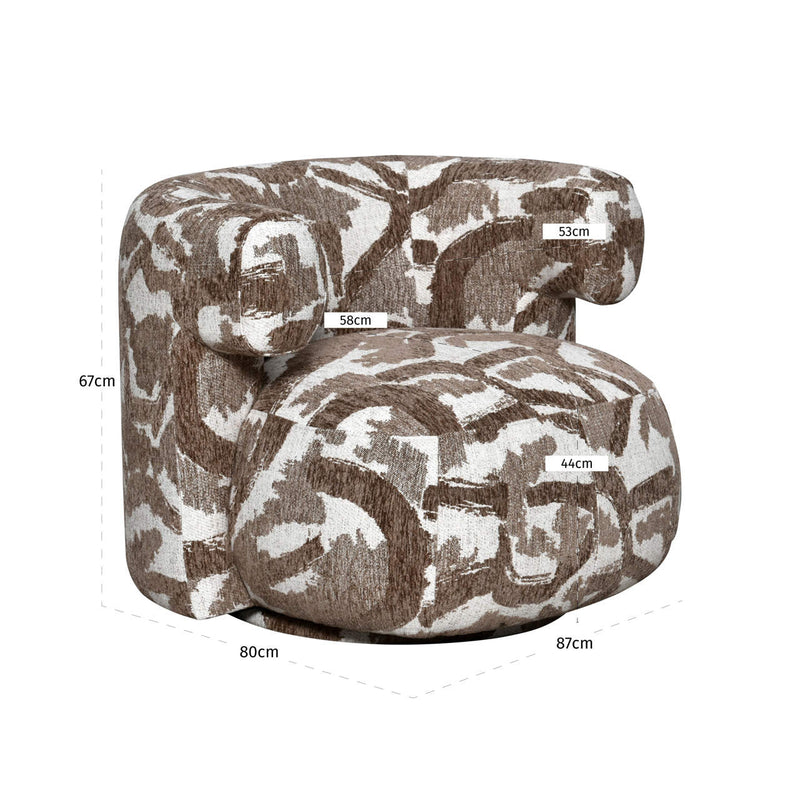 Lounge Stuhl Talley brown nature mit Drehfunktion – skulptural