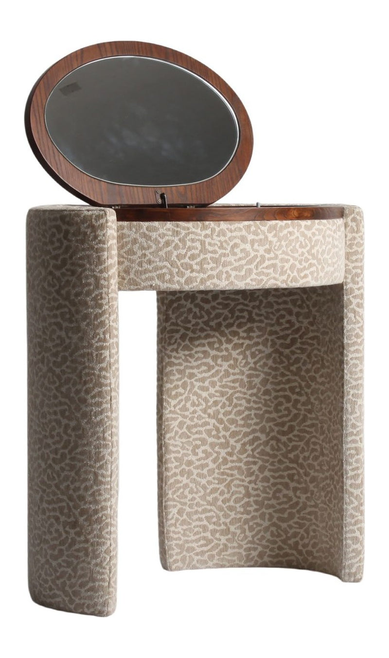 Schreibtisch Roxenne Beige Leopard mit Spiegel & Stauraum