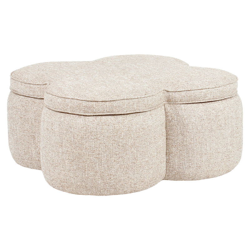 Richmond Hocker & Fußbank Corbeau, sand tweed, Ø 92 cm groß