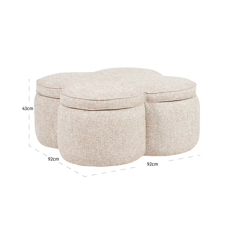 Richmond Hocker & Fußbank Corbeau, sand tweed, Ø 92 cm groß