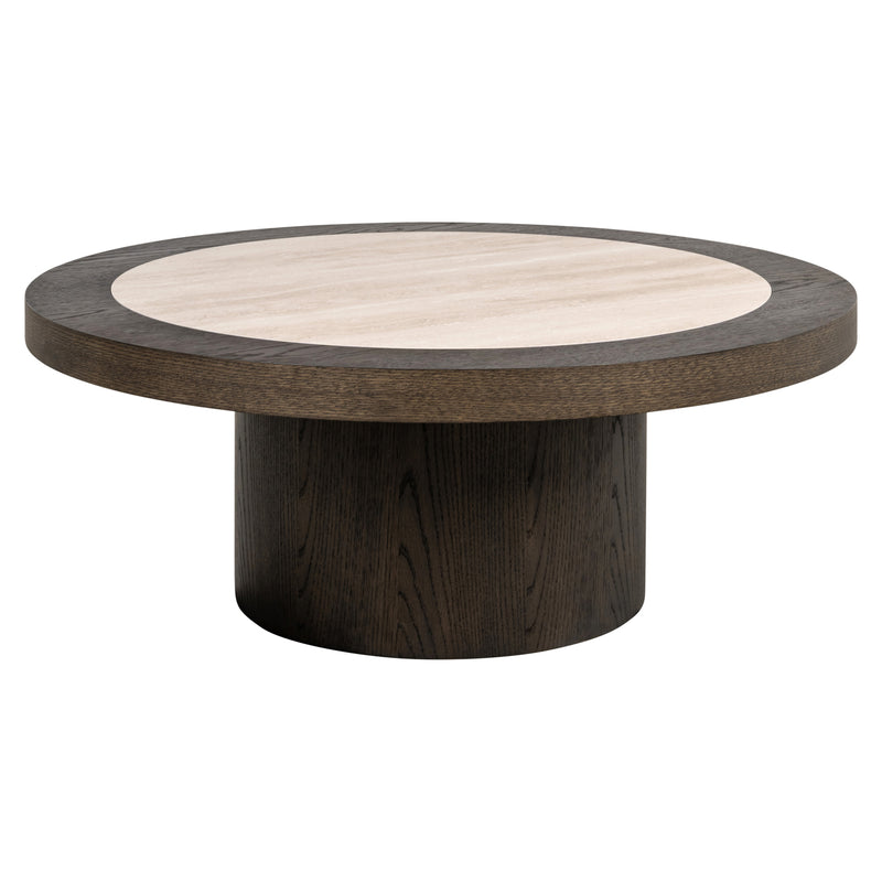 Couchtisch Nando 100x100 cm – Eichenfurnier & Keramik-Travertin