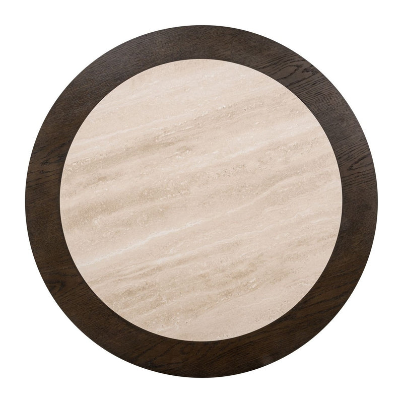 Couchtisch Nando 100x100 cm – Eichenfurnier & Keramik-Travertin