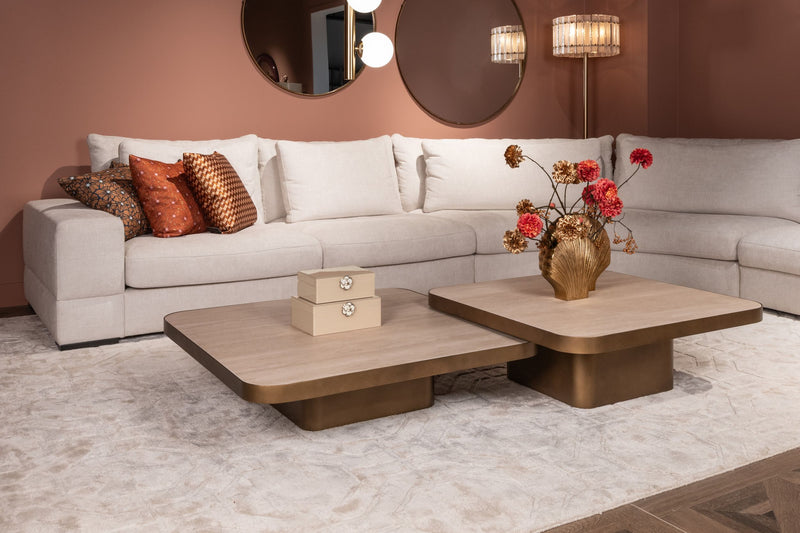Richmond Couchtisch Claridge beige 90x90 cm, Keramik & Glas