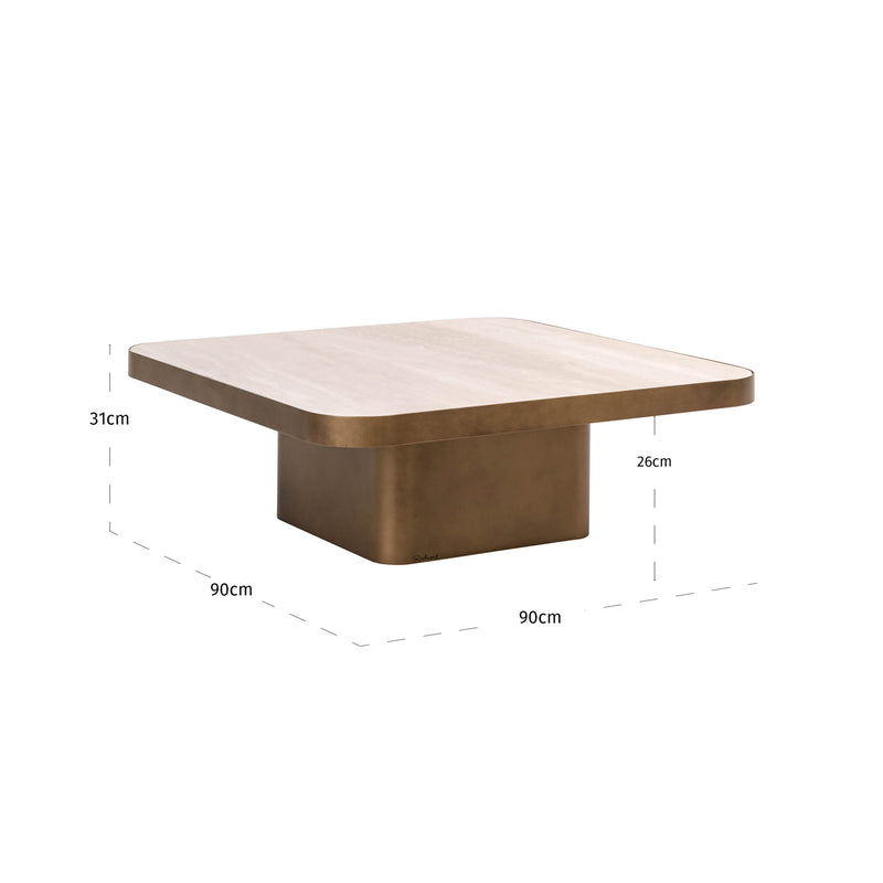 Richmond Couchtisch Claridge beige 90x90 cm, Keramik & Glas