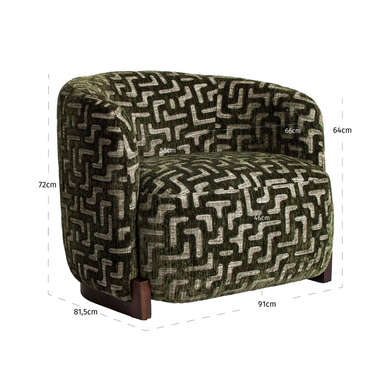 Richmond Loungesessel Hannah Moss Labyrinth, fire retardant