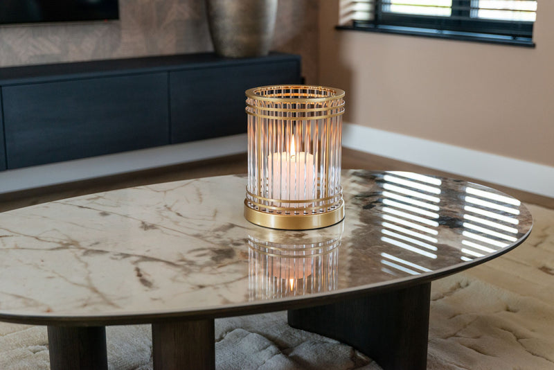 Couchtisch Langford brown – Eichenfurnier-Gestell mit Keramikplatte