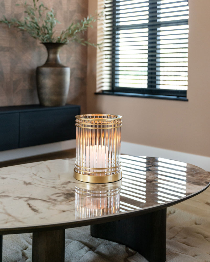 Couchtisch Langford brown – Eichenfurnier-Gestell mit Keramikplatte