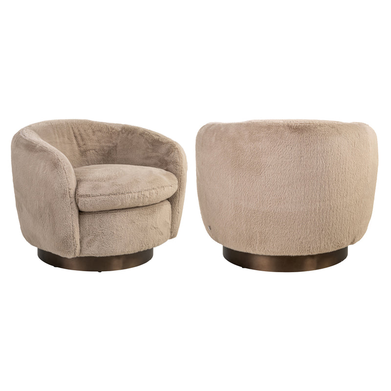 Lounge Stuhl Colmar khaki fluffy mit Drehfunktion – Richmond