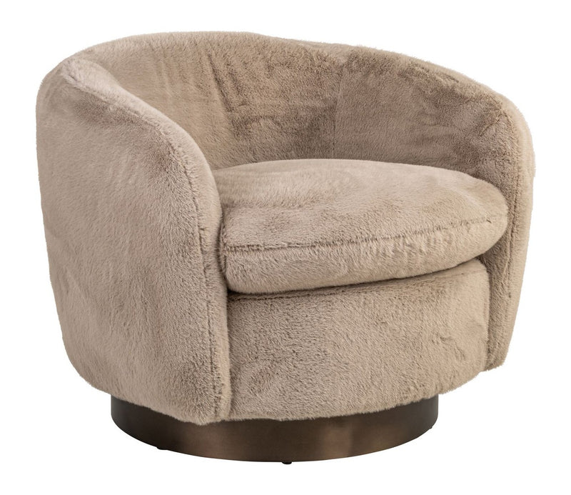 Lounge Stuhl Colmar khaki fluffy mit Drehfunktion – Richmond