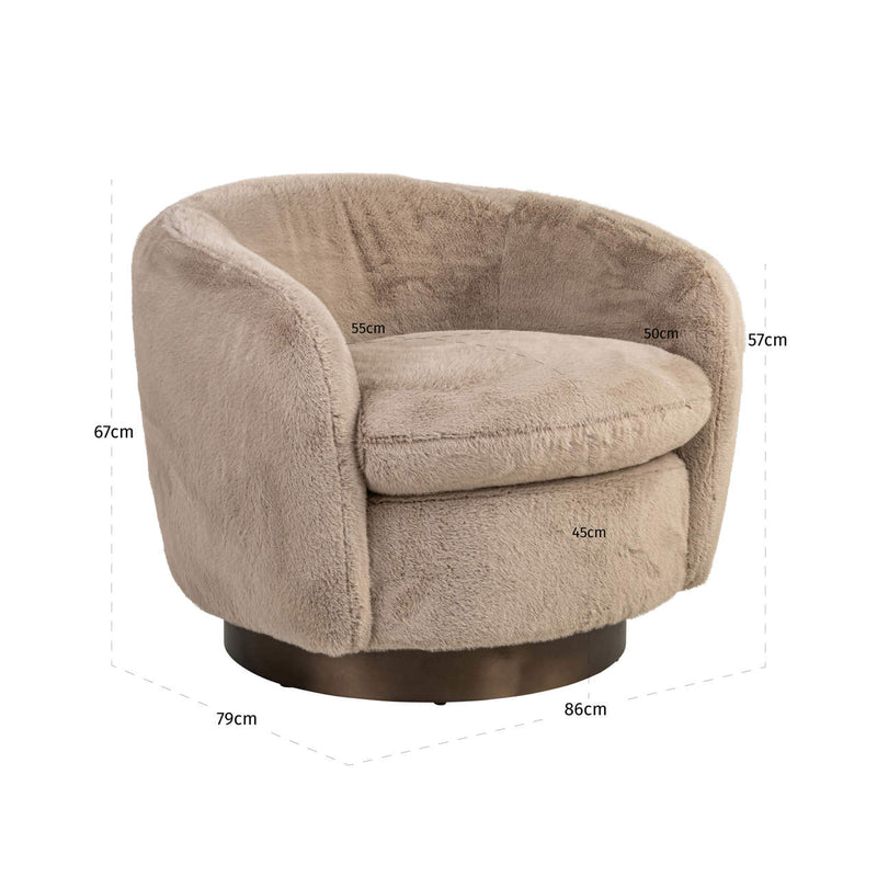Lounge Stuhl Colmar khaki fluffy mit Drehfunktion – Richmond