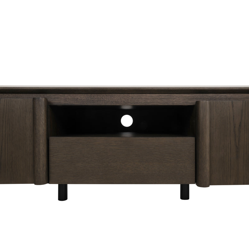 TV-Schrank Langford in Braun, Eichenfurnier & Keramikplatte, 220 cm
