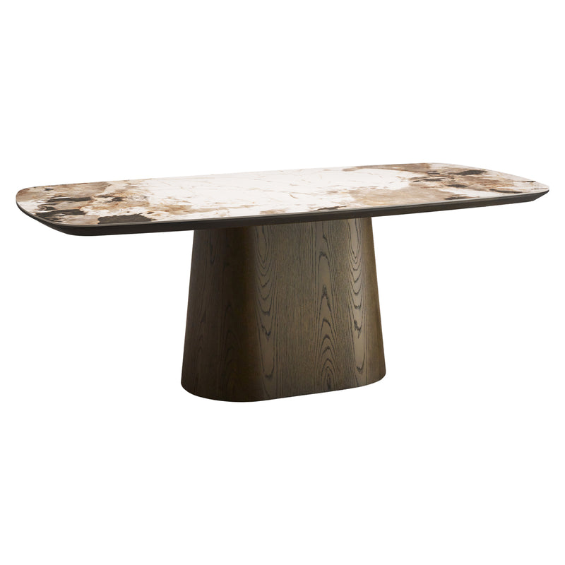 Esstisch Langford Brown 200 cm – Keramikplatte, Eichenfurnier-Gestell