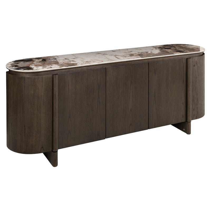 Sideboard Langford in Braun – Eichenfurnier & Keramikplatte, 200 cm