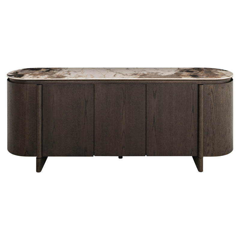Sideboard Langford in Braun – Eichenfurnier & Keramikplatte, 200 cm
