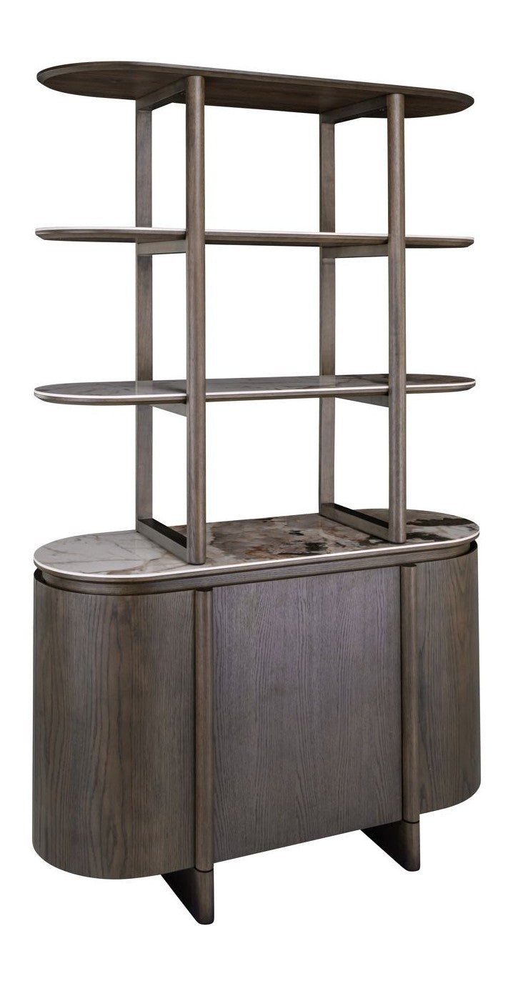 Richmond Vitrine Langford Brown, 200 cm, Eichenfurnier & Keramik