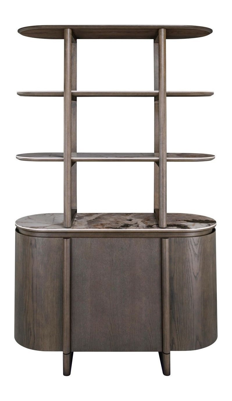 Richmond Vitrine Langford Brown, 200 cm, Eichenfurnier & Keramik