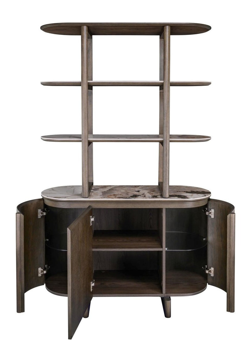Richmond Vitrine Langford Brown, 200 cm, Eichenfurnier & Keramik
