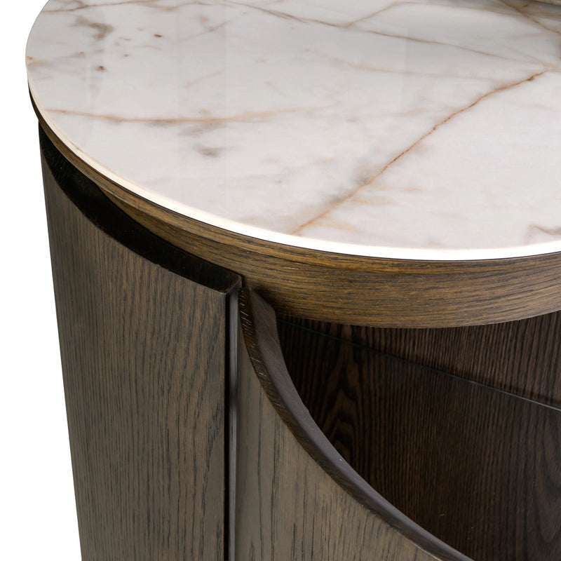 Richmond Vitrine Langford Brown, 200 cm, Eichenfurnier & Keramik