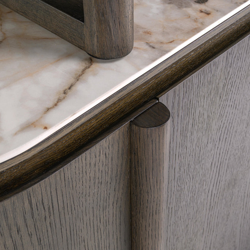 Richmond Vitrine Langford Brown, 200 cm, Eichenfurnier & Keramik