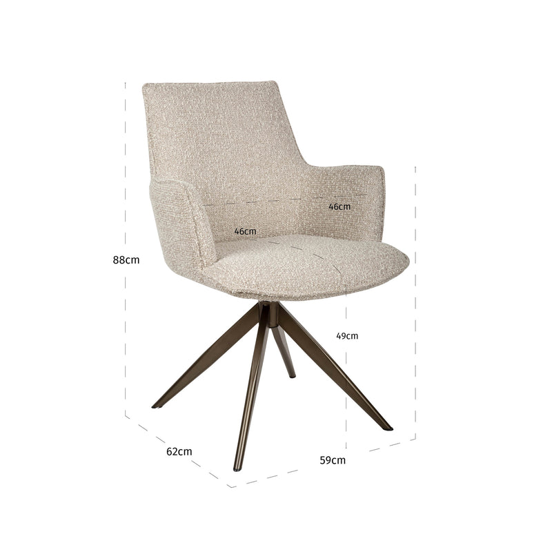 Esszimmerstuhl Dakota Natural Chunky mit Armlehne & Drehfunktion