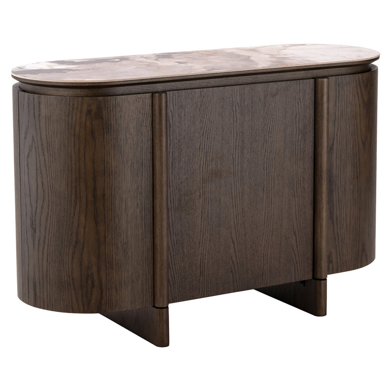 Sideboard Langford Braun, 3 Türen, Keramik-Travertin-Platte, 120 cm