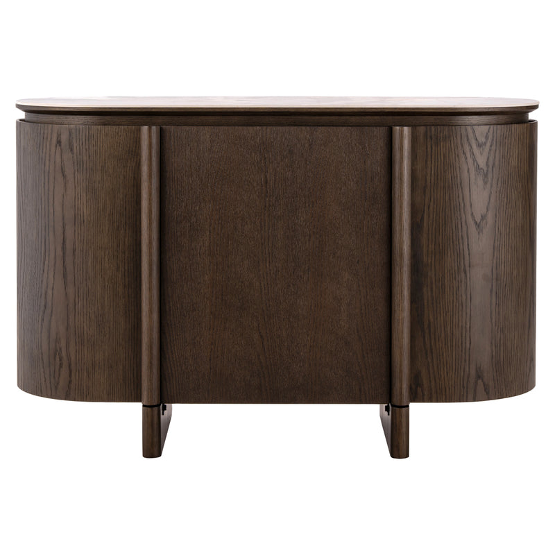 Sideboard Langford Braun, 3 Türen, Keramik-Travertin-Platte, 120 cm