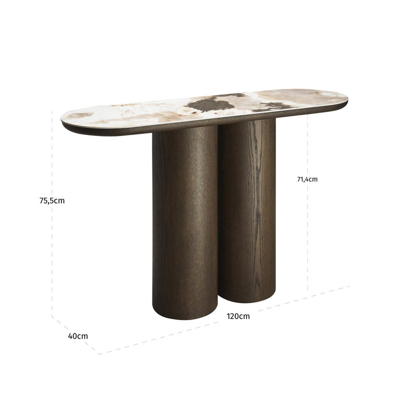 Konsole Langford Brown – Richmond Konsolentisch mit Keramik-Platte