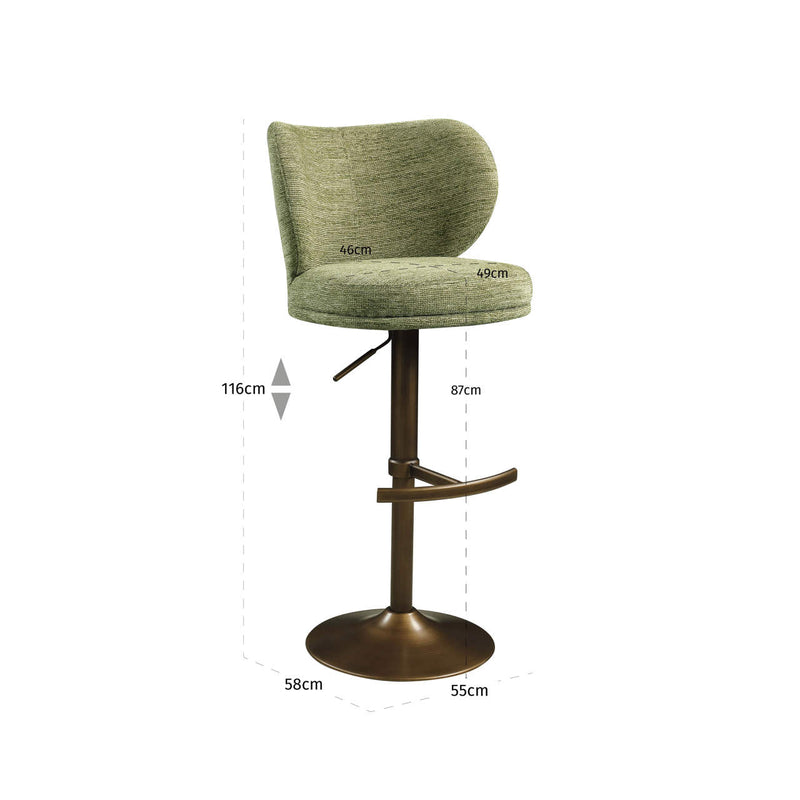 Barhocker Amely pistache softweave mit drehbarer Sitzfläche
