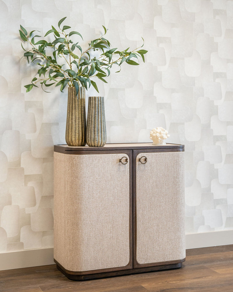 Sideboard Willox – Eiche & Leinen, 2 Türen, beige, 90 cm