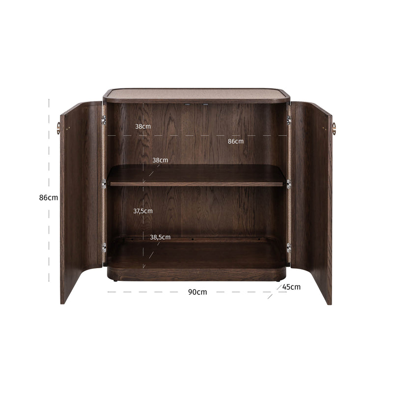 Sideboard Willox – Eiche & Leinen, 2 Türen, beige, 90 cm