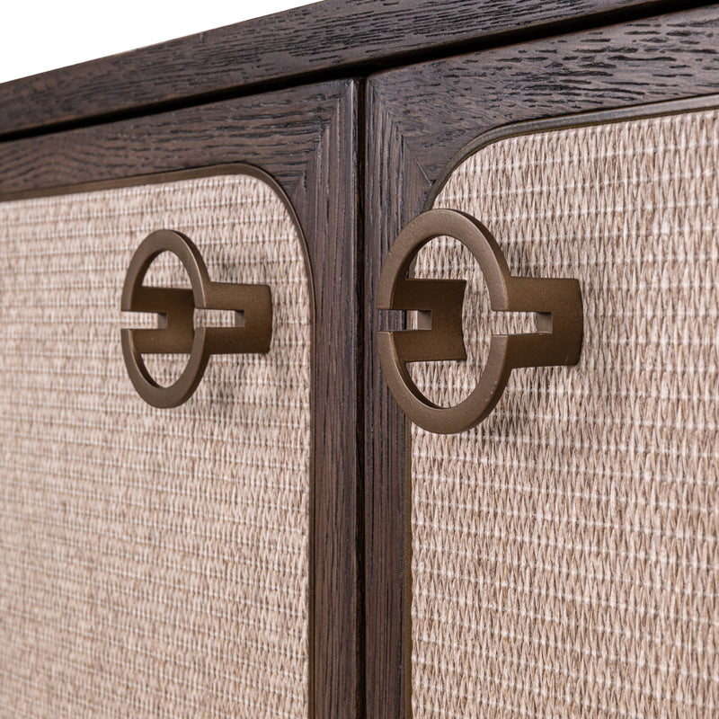 Sideboard Willox – Eiche & Leinen, 2 Türen, beige, 90 cm