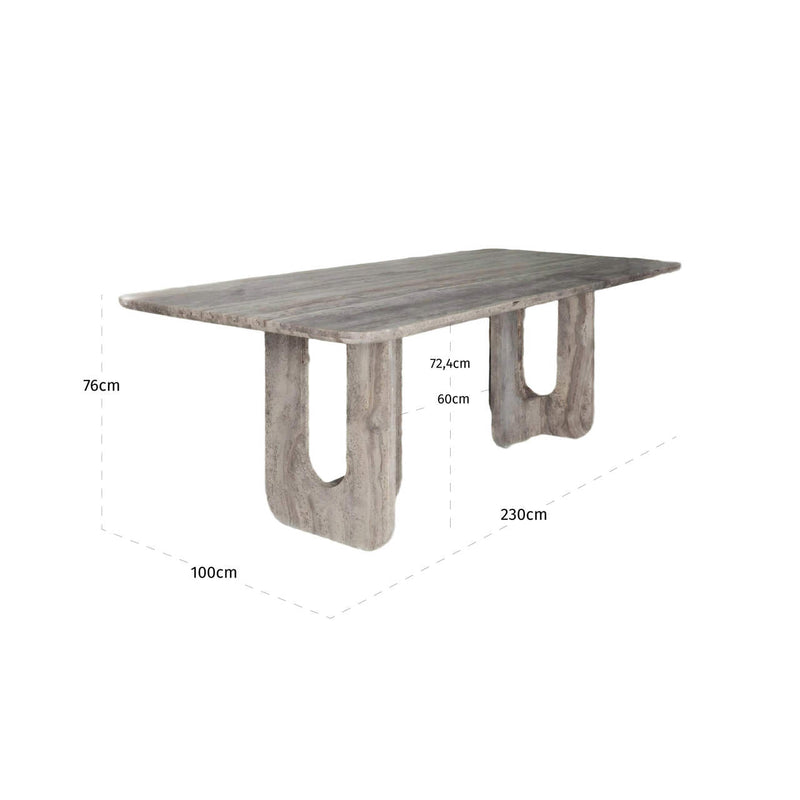Esstisch Westin 230 grey, Travertin-Naturstein, 230x100 cm