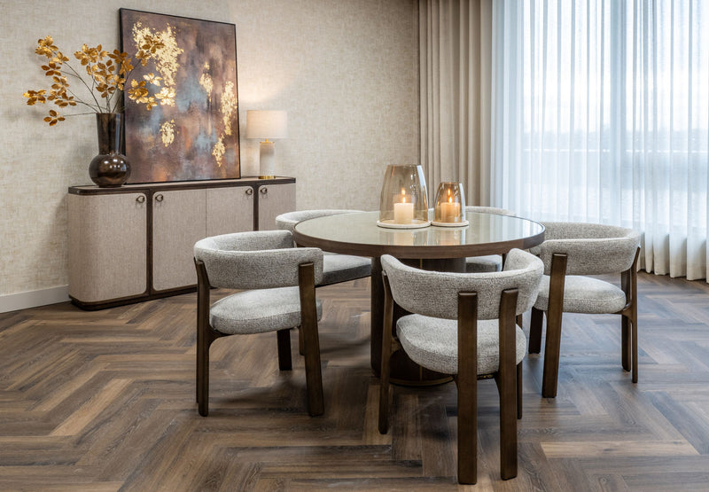 Sideboard Willox 4-türig in Beige – Eiche & Leinen, 180 cm