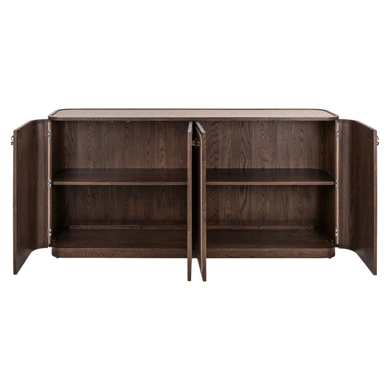 Sideboard Willox 4-türig in Beige – Eiche & Leinen, 180 cm