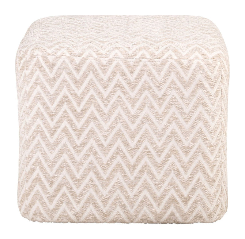 Richmond Hocker & Fußbank Ciela in Beige mit Chevronmuster, 51 cm