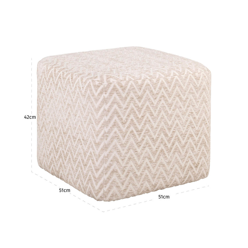 Richmond Hocker & Fußbank Ciela in Beige mit Chevronmuster, 51 cm