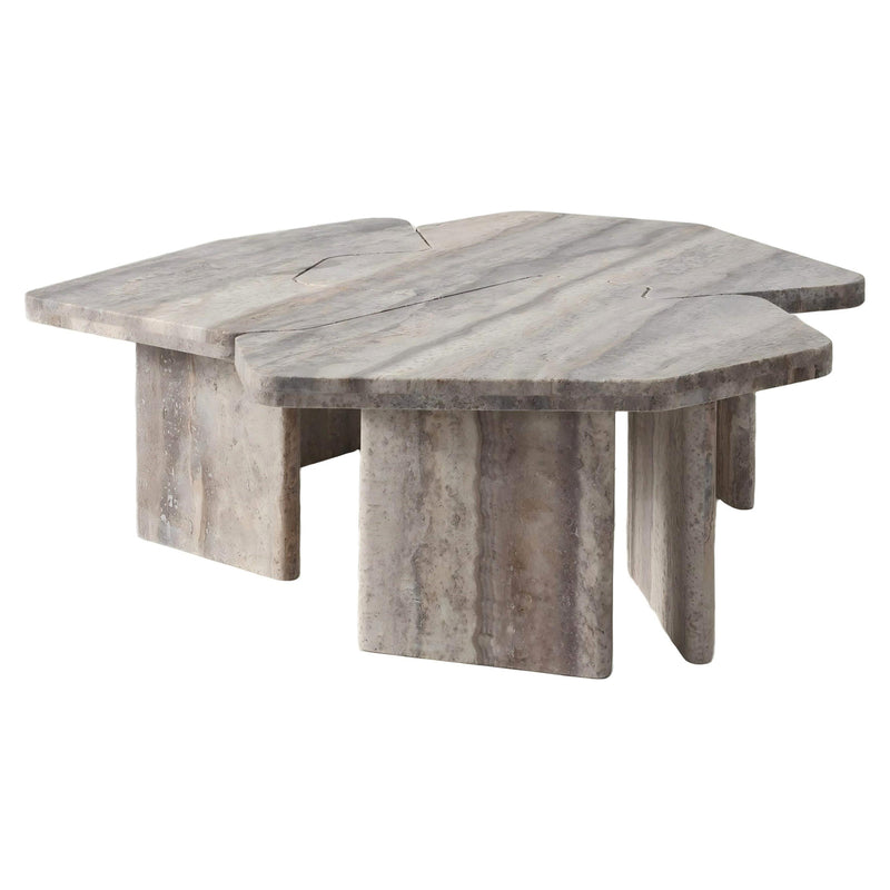 Couchtisch Westin 3er-Set Travertin grau, skulpturales Design