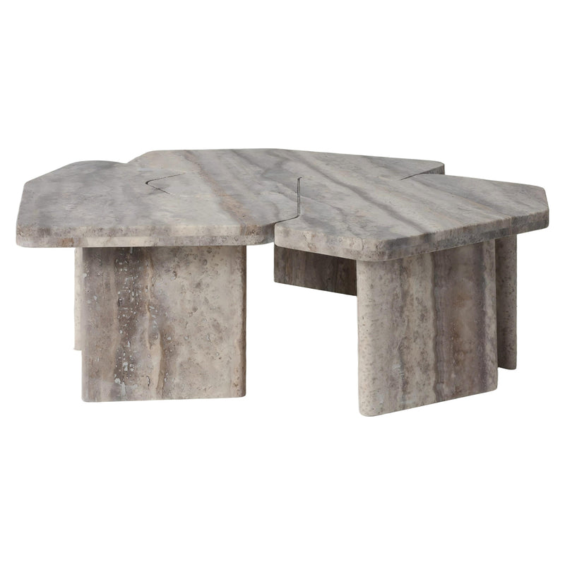 Couchtisch Westin 3er-Set Travertin grau, skulpturales Design