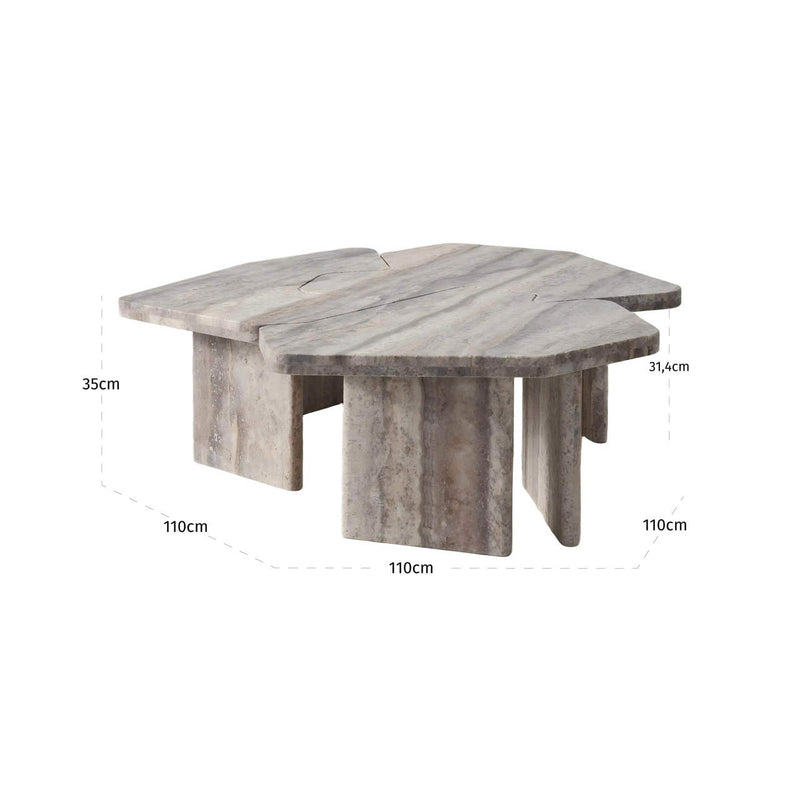Couchtisch Westin 3er-Set Travertin grau, skulpturales Design